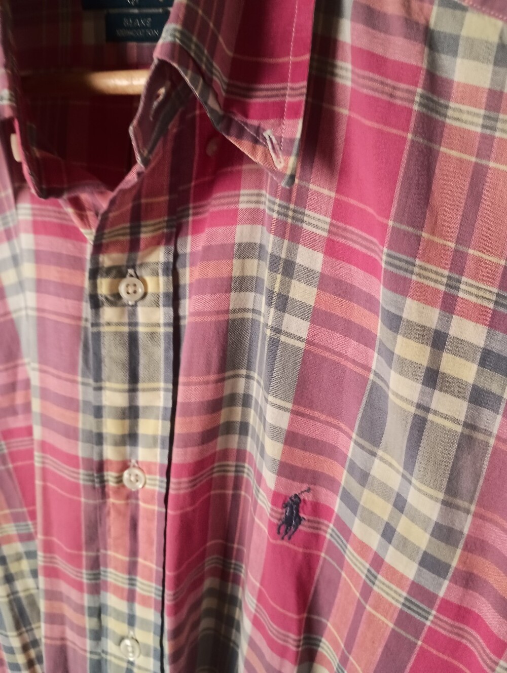 Polo by Ralph Lauren- Pink and Blue Plaid Button-Down Shirt- Size L/XL